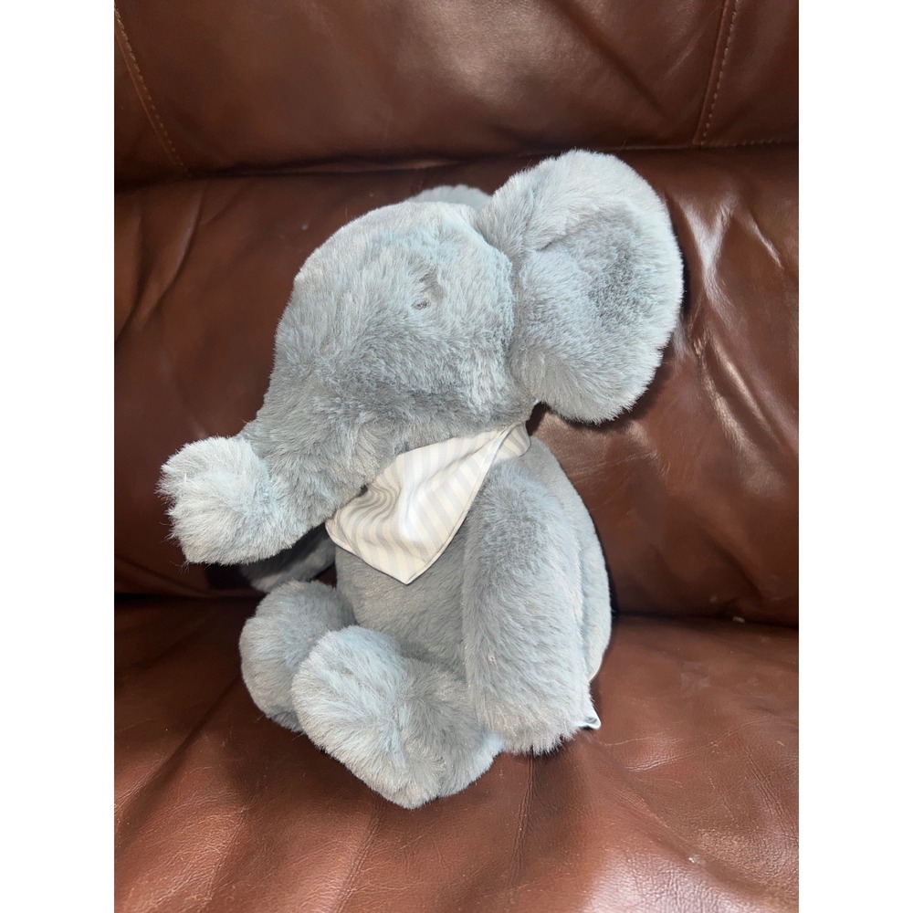 Crate & Kids Cuddlies Elephant Plush Quarry Gray Striped Bandana Soft Toy 11in